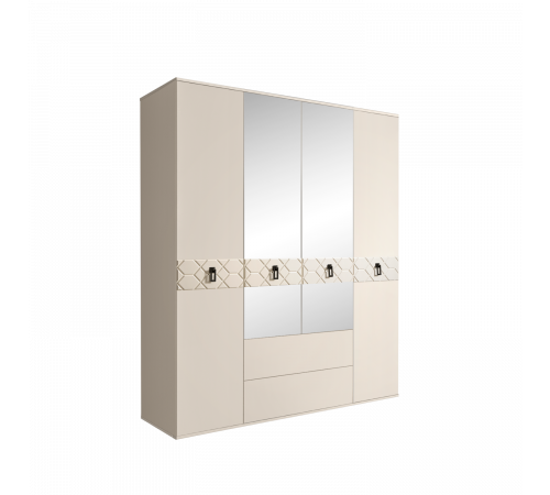 Четырехстворчатый шкаф для одежды с зеркалом и ящиками Богемия Фарфале (Bogemia Farfalle) БМШ1/41 (Fа)